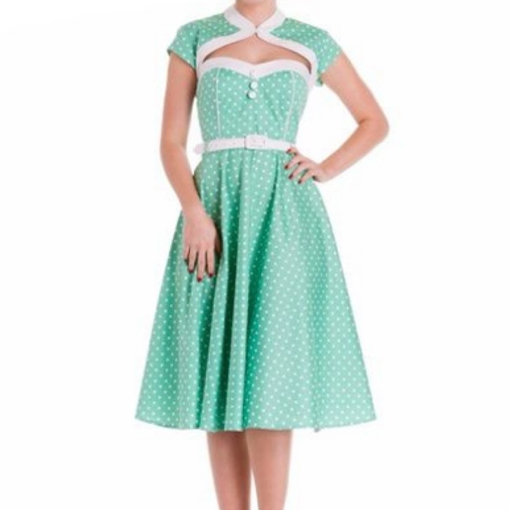 Hell Bunny mint green polka dot Dress